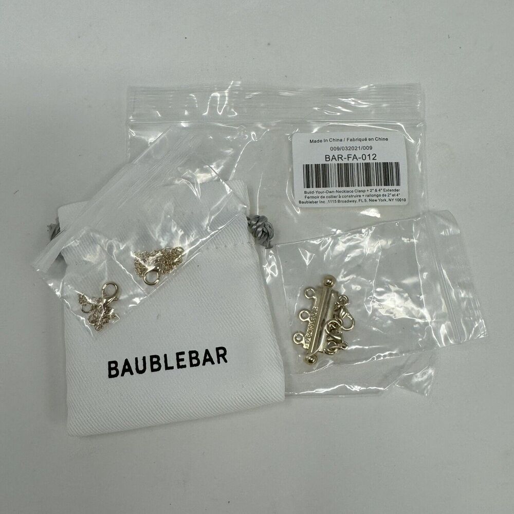 BaubleBar Build Your Own Necklace Clasp + 2" & 4" Necklace Extender bar-fa-012-b